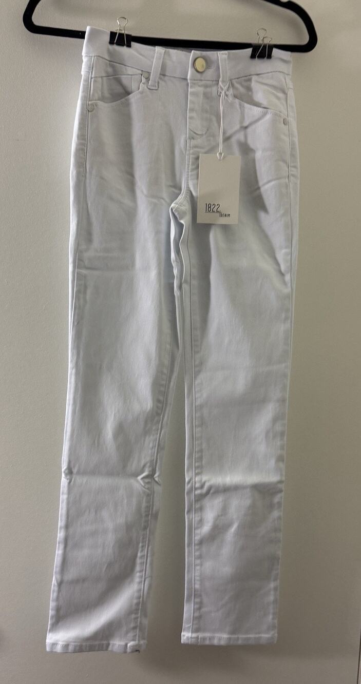 1822 Denim Slim Straight Jeans Women’s 00 24 White Stretch NWT High Rise